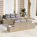 vidaXL Tuinbank Set met kussen 8 pcs Zwart en Crème poly rattan