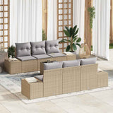 vidaXL Tuinbank Set met kussen 8 pcs Zwart en Crème poly rattan