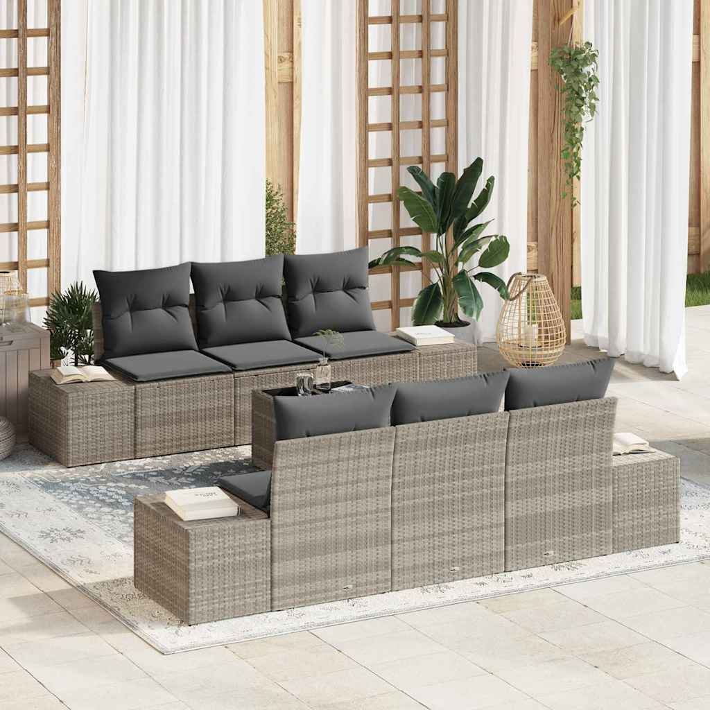 vidaXL Tuinbank Set met kussen 8 pcs Zwart en Crème poly rattan
