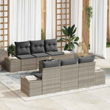 vidaXL Tuinbank Set met kussen 8 pcs Zwart en Crème poly rattan