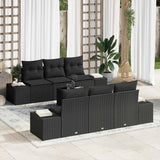 vidaXL Tuinbank Set met kussen 8 pcs Zwart en Crème poly rattan