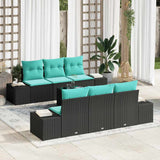 vidaXL Tuinbank Set 8 st Beige en Rood poly rattan