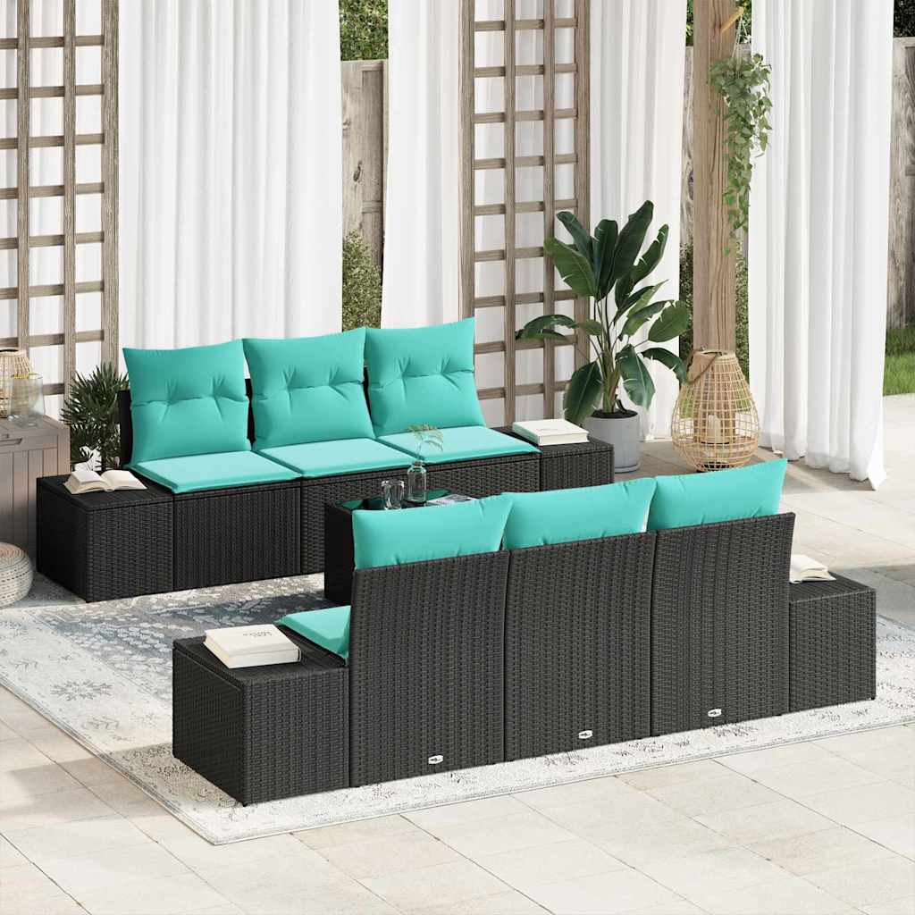 vidaXL Tuinbank Set 8 st Beige en Rood poly rattan