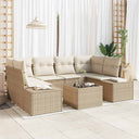 vidaXL Tuinbank Set met kussen 8 pcs Zwart en Crème poly rattan