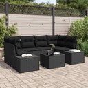 vidaXL Tuinbank Set met kussen 8 pcs Zwart en Crème poly rattan