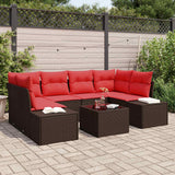 vidaXL Tuinbank Set 8 st Beige en Rood poly rattan