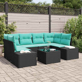 vidaXL Tuinbank Set 8 st Beige en Rood poly rattan