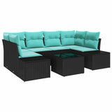 vidaXL Tuinbank Set 8 st Beige en Rood poly rattan