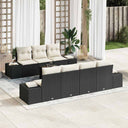 vidaXL Tuinbank Set met kussen 8 pcs Zwart en Crème poly rattan