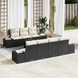 vidaXL Tuinbank Set met kussen 8 pcs Zwart en Crème poly rattan