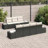 vidaXL Tuinbank Set met kussen 8 pcs Zwart en Crème poly rattan