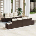 vidaXL Tuinbank Set met kussen 8 pcs Zwart en Crème poly rattan
