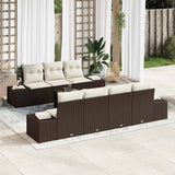 vidaXL Tuinbank Set met kussen 8 pcs Zwart en Crème poly rattan