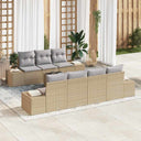 vidaXL Tuinbank Set met kussen 8 pcs Zwart en Crème poly rattan