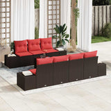 vidaXL Garden Sofa Set 8 pcs Beige and Red poly rattan