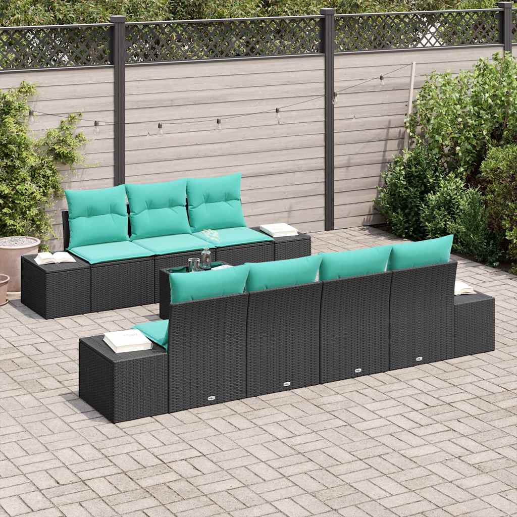 vidaXL Garden Sofa Set 8 pcs Beige and Red poly rattan