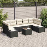 vidaXL Tuinbank Set met kussen 8 pcs Zwart en Crème poly rattan