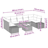 vidaXL Tuinbank Set met kussen 8 pcs Zwart en Crème poly rattan