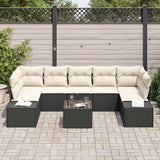 vidaXL Tuinbank Set met kussen 8 pcs Zwart en Crème poly rattan