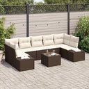 vidaXL Tuinbank Set met kussen 8 pcs Zwart en Crème poly rattan
