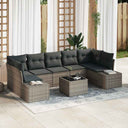 vidaXL Tuinbank Set met kussen 8 pcs Zwart en Crème poly rattan