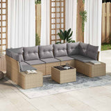vidaXL Tuinbank Set met kussen 8 pcs Zwart en Crème poly rattan
