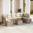 vidaXL Tuinbank Set met kussen 8 pcs Zwart en Crème poly rattan