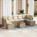 vidaXL Tuinbank Set met kussen 8 pcs Zwart en Crème poly rattan