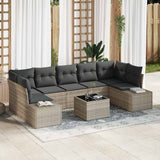 vidaXL Tuinbank Set met kussen 8 pcs Zwart en Crème poly rattan