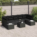 vidaXL Tuinbank Set met kussen 8 pcs Zwart en Crème poly rattan