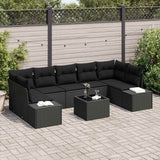 vidaXL Tuinbank Set met kussen 8 pcs Zwart en Crème poly rattan