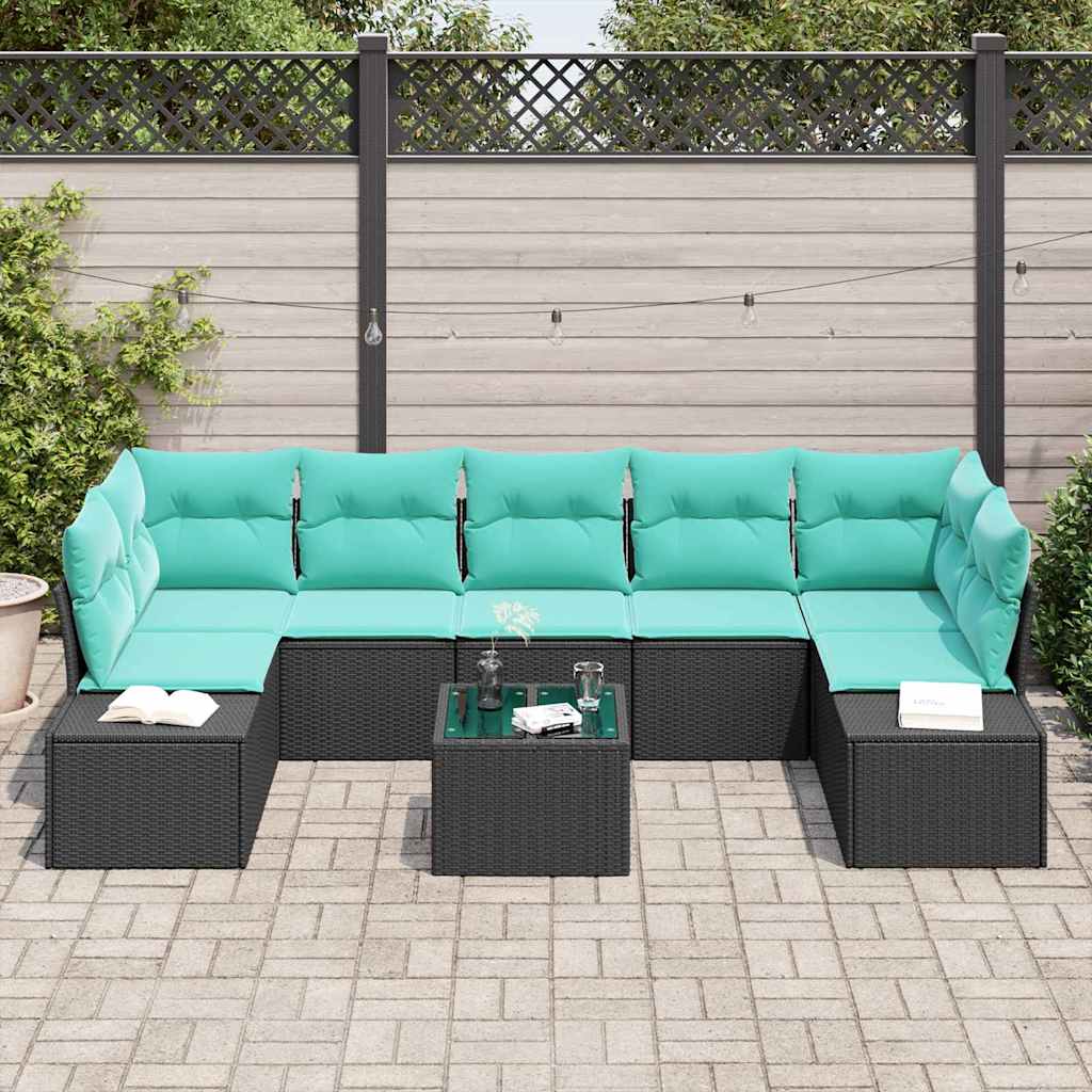 vidaXL Tuinbank Set 8 st Beige en Rood poly rattan