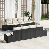 vidaXL Tuinbank Set met kussen 8 pcs Zwart en Crème poly rattan
