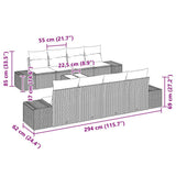 vidaXL Tuinbank Set met kussen 8 pcs Zwart en Crème poly rattan