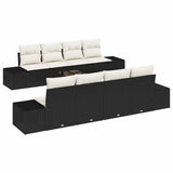 vidaXL Tuinbank Set met kussen 8 pcs Zwart en Crème poly rattan
