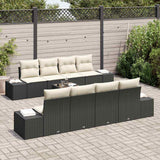 vidaXL Tuinbank Set met kussen 8 pcs Zwart en Crème poly rattan
