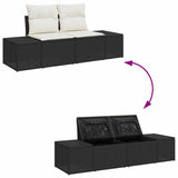 vidaXL Tuinbank Set met kussen 8 pcs Zwart en Crème poly rattan