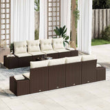 vidaXL Tuinbank Set met kussen 8 pcs Zwart en Crème poly rattan