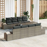 vidaXL Tuinbank Set met kussen 8 pcs Zwart en Crème poly rattan