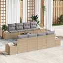 vidaXL Tuinbank Set met kussen 8 pcs Zwart en Crème poly rattan