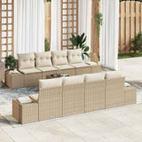 vidaXL Tuinbank Set met kussen 8 pcs Zwart en Crème poly rattan