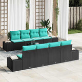 vidaXL Tuinbank Set 9 st Beige en Rood poly rattan