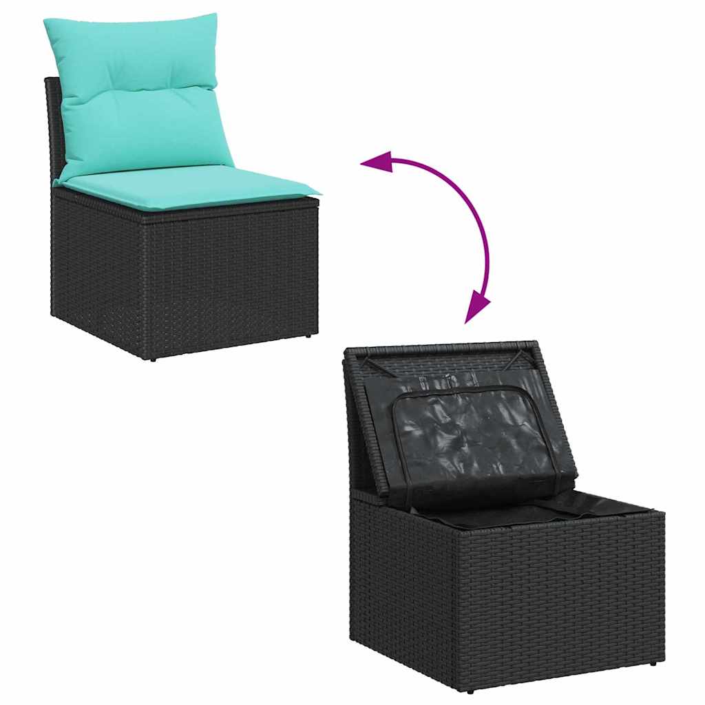 vidaXL Tuinbank Set 9 st Beige en Rood poly rattan