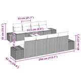 vidaXL Tuinbank Set 9 st Beige en Rood poly rattan