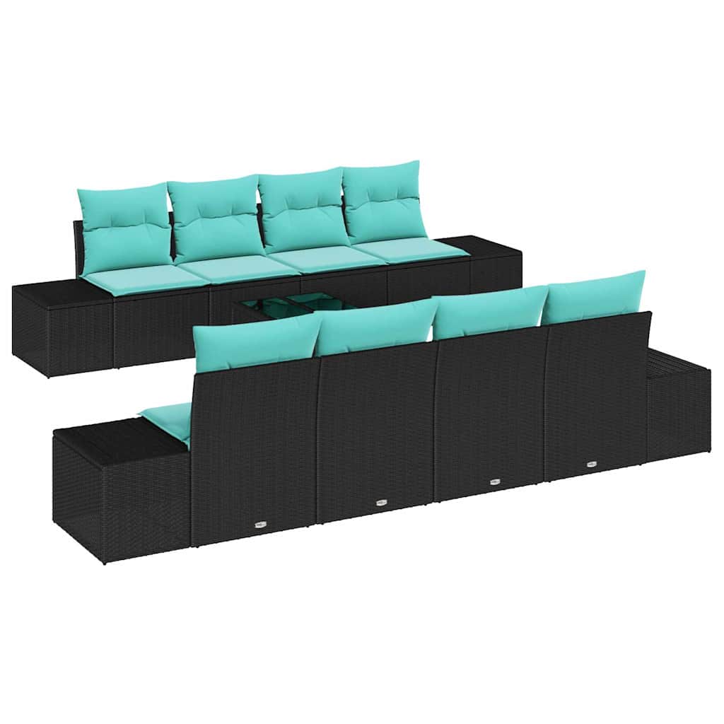 vidaXL Tuinbank Set 9 st Beige en Rood poly rattan