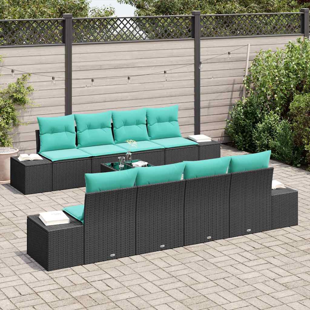 vidaXL Tuinbank Set 9 st Beige en Rood poly rattan