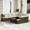 vidaXL Tuinbank Set met kussen 9 pcs Zwart en Crème poly rattan