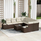 vidaXL Tuinbank Set met kussen 9 pcs Zwart en Crème poly rattan