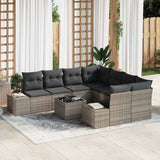 vidaXL Tuinbank Set met kussen 9 pcs Zwart en Crème poly rattan