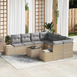 vidaXL Tuinbank Set met kussen 9 pcs Zwart en Crème poly rattan